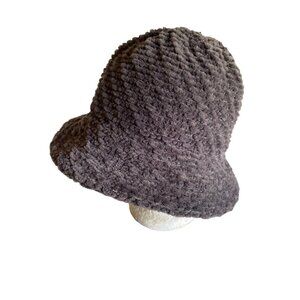 Gray Textured Sherpa Bucket Hat For Women